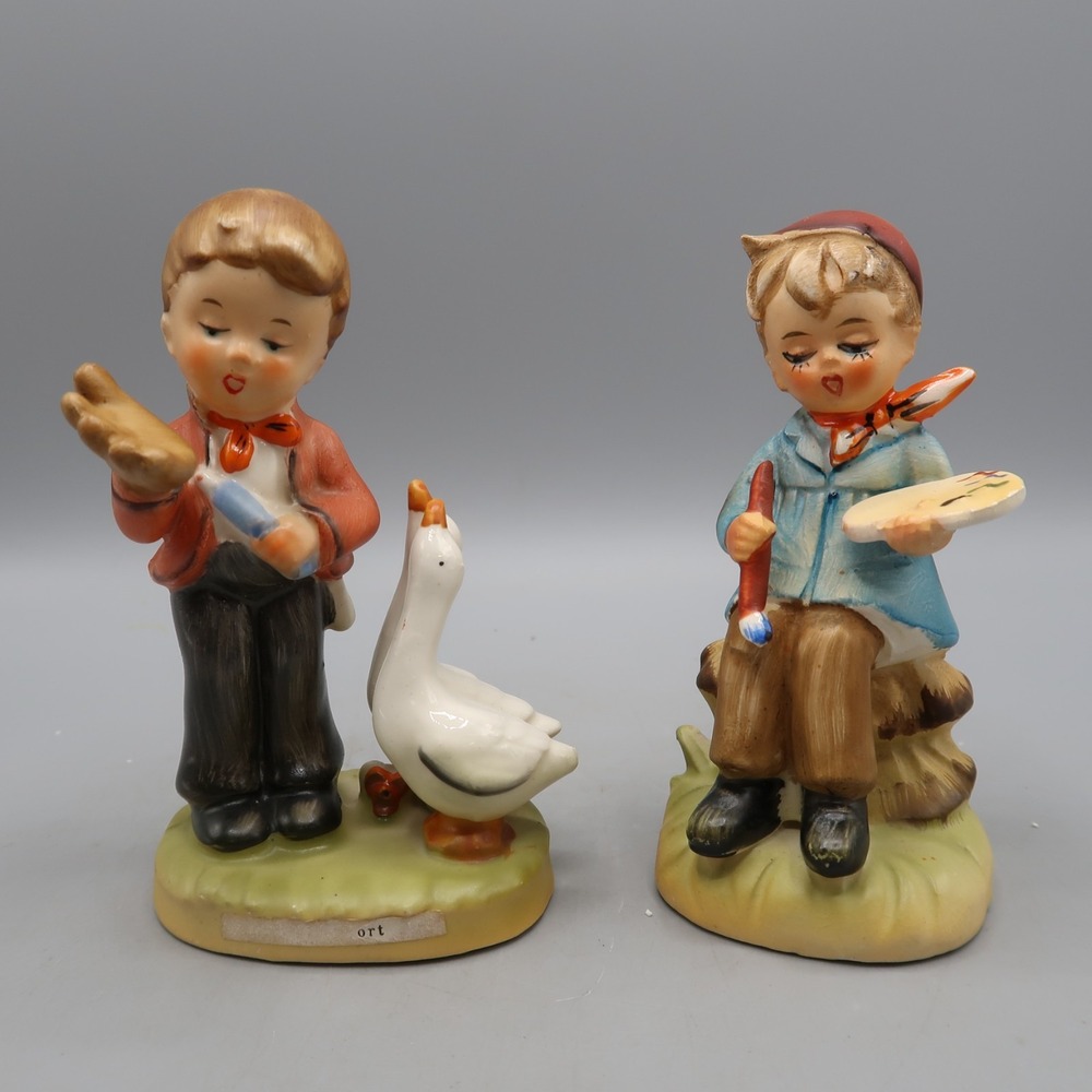 Vintage Erich Stauffer Figures Little Sport & Painter Set Lot porcelain Handpain
